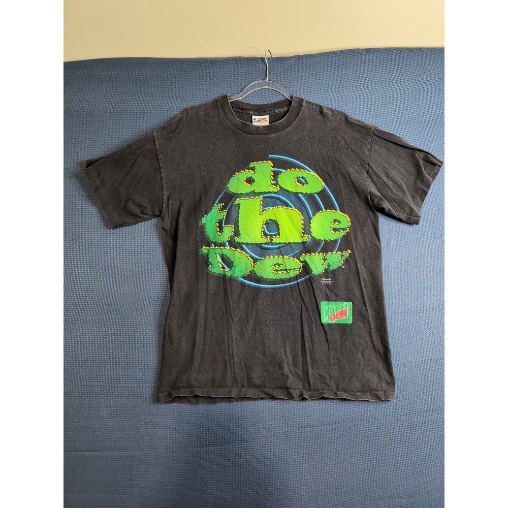 Vintage 90s Mountain Dew Do The Dew T-Shirt Single Stitch Black USA Made Large